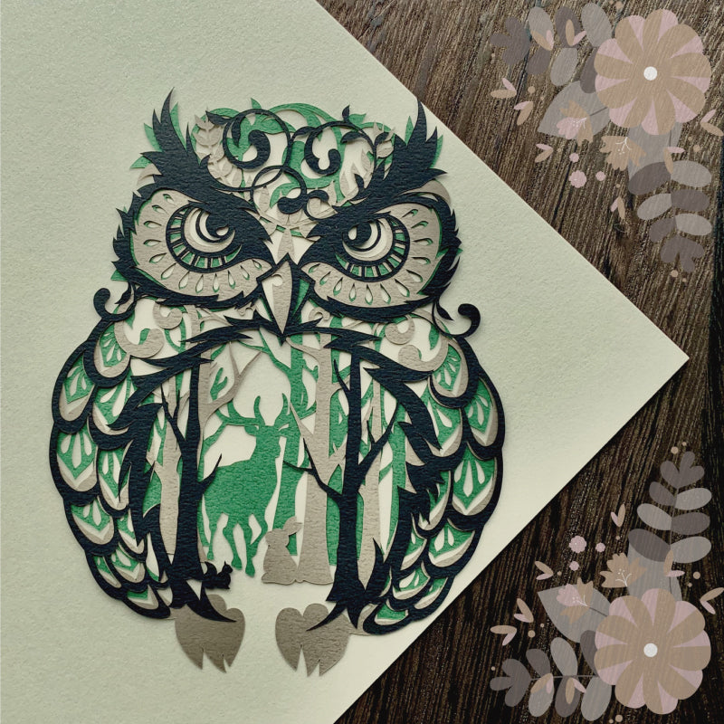 【切り絵キット】《フクロウ》 Design 祐琴/yuko(kit-0097)