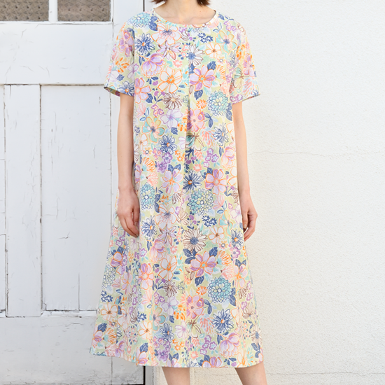 【型紙】高橋恵美子デザイン 手ぬいの前後タックのワンピース(EC-0011)