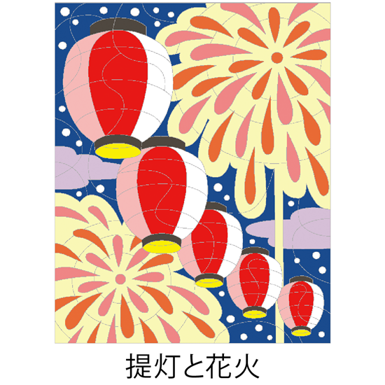 【DL塗り絵】提灯と花火