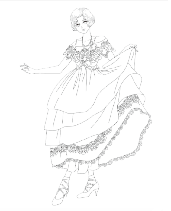 【書籍】レトロファッション塗り絵(M1708)