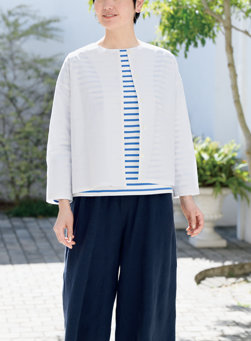 ノーカラーのショート丈ジャケット（SB-0095）|型紙 - ブティック社