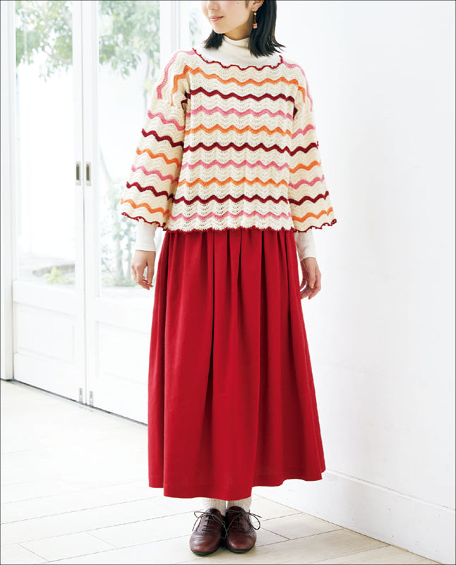 【DL 編み物】ジグザグ模様の配色ブル Design by ブティック社ニットチーム(DLknit0048)