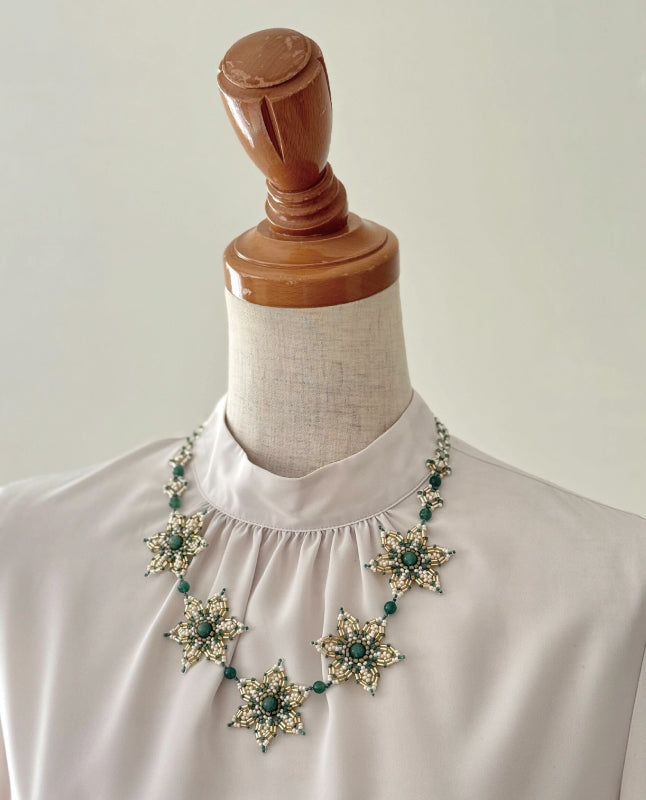 【レッスン】1/14 13時～14時30分開催アベンチュリンカラーのモザイクモチーフネックレス design安藤潤子/Junko Ando(ol-0008)