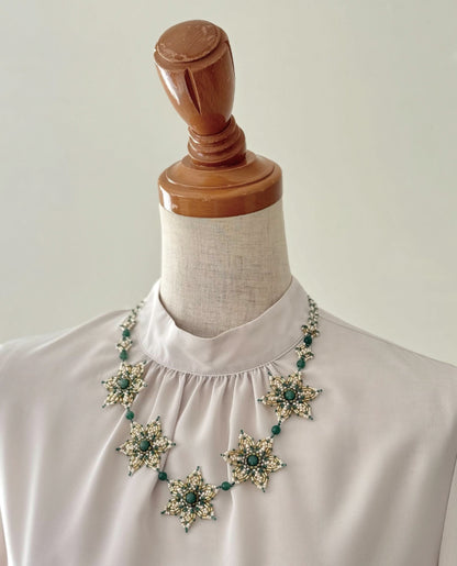 【レッスン】1/14 13時～14時30分開催アベンチュリンカラーのモザイクモチーフネックレス design安藤潤子/Junko Ando(ol-0008)