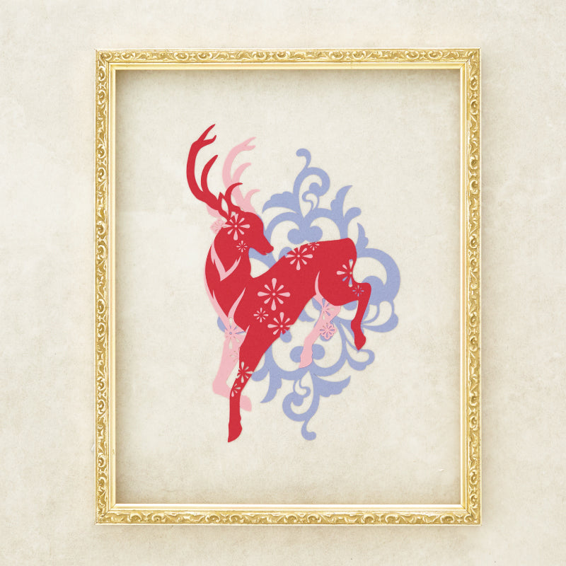 【切り絵キット】《美しいツノのシカ》 Design 祐琴/yuko（kit-0099)