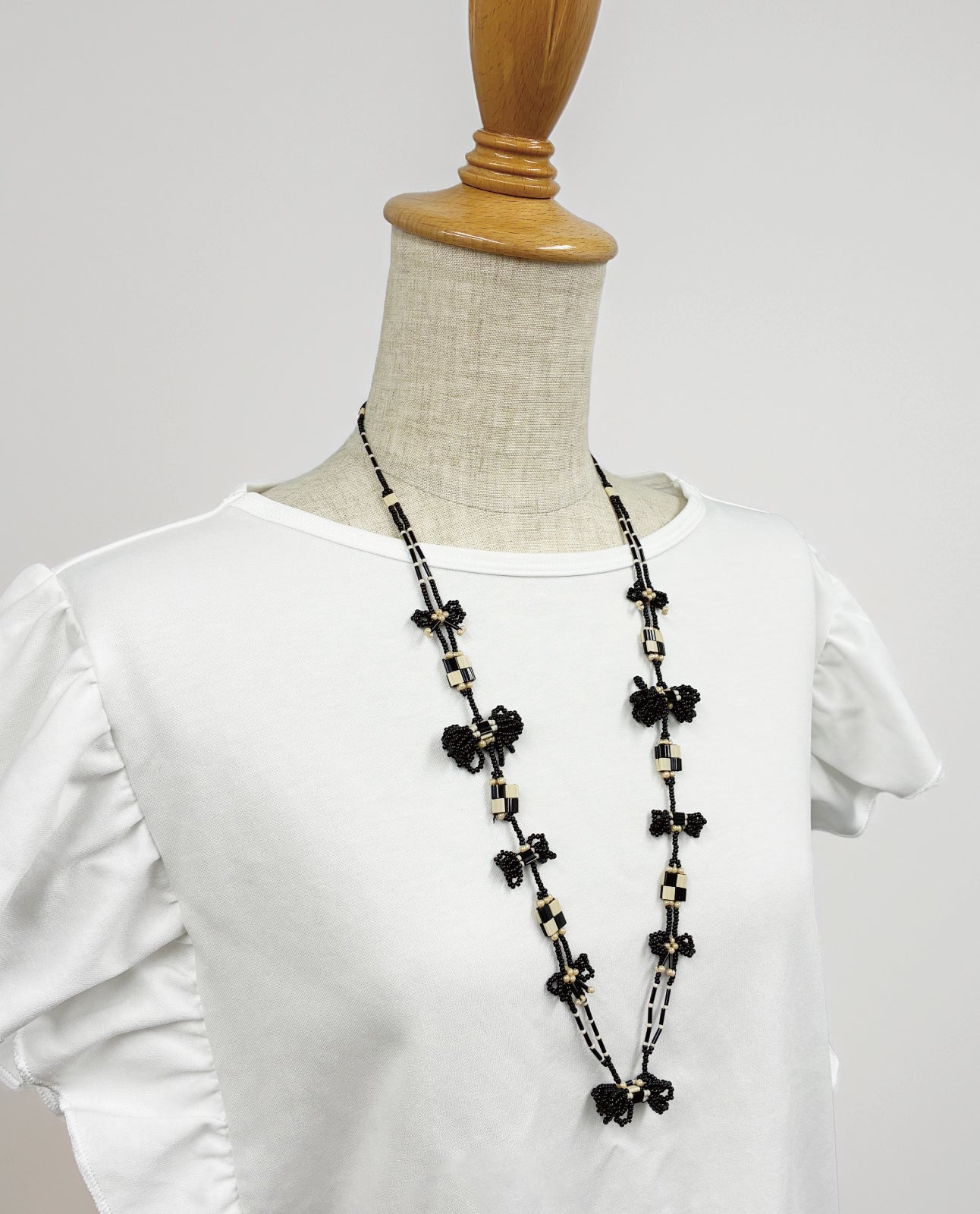 【ビーズキット】ラダーステッチモチーフのネックレス～ダミエ～ Design清水美和子/Miwako Shimizu（kit-0128)