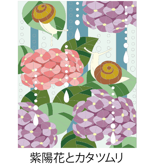 【DL塗り絵】紫陽花とカタツムリ