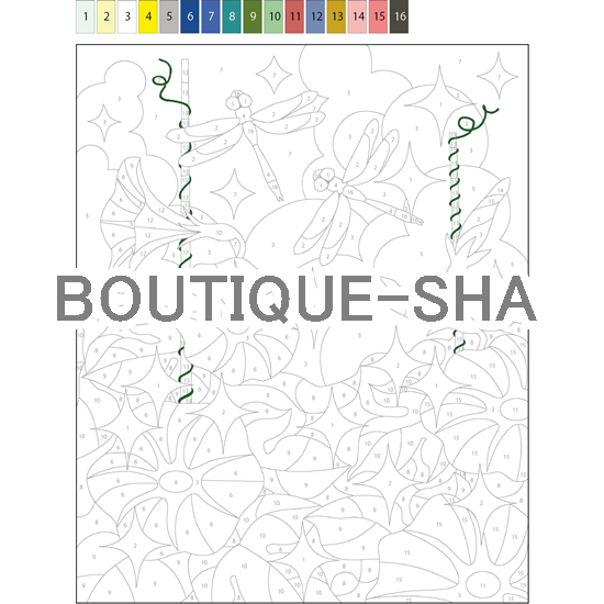 【DL塗り絵】朝顔とトンボ