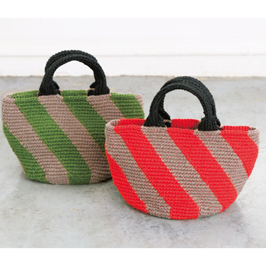【DL編み物】斜めストライプのトートバッグ(DLknit-0006）