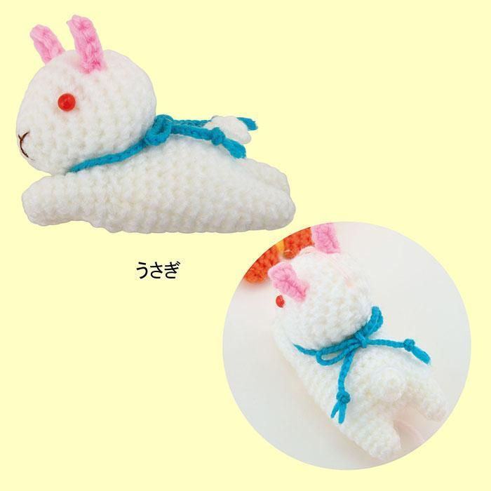 編み物 あみぐるみ | うさぎと和モチーフの吊るし飾りIkuko Saito