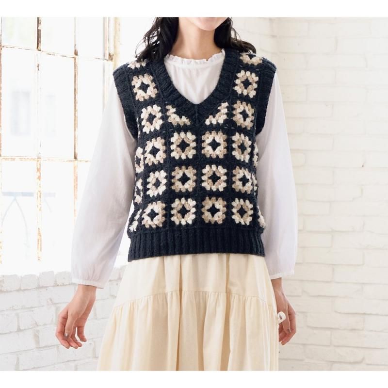 【DL編み物】グラニーモチーフベスト Design by 風工房(DLknit0021)