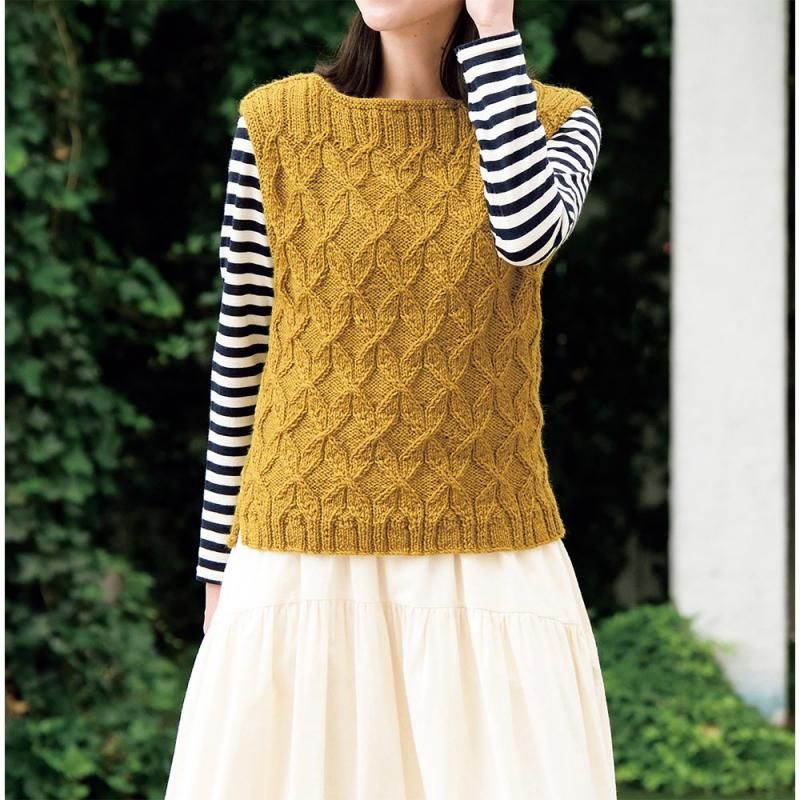 【DL編み物】麻の葉模様のボートネックベスト Design by 武田敦子(DLknit0022)