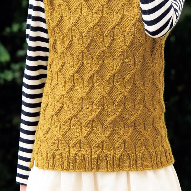 【DL編み物】麻の葉模様のボートネックベスト Design by 武田敦子(DLknit0022)