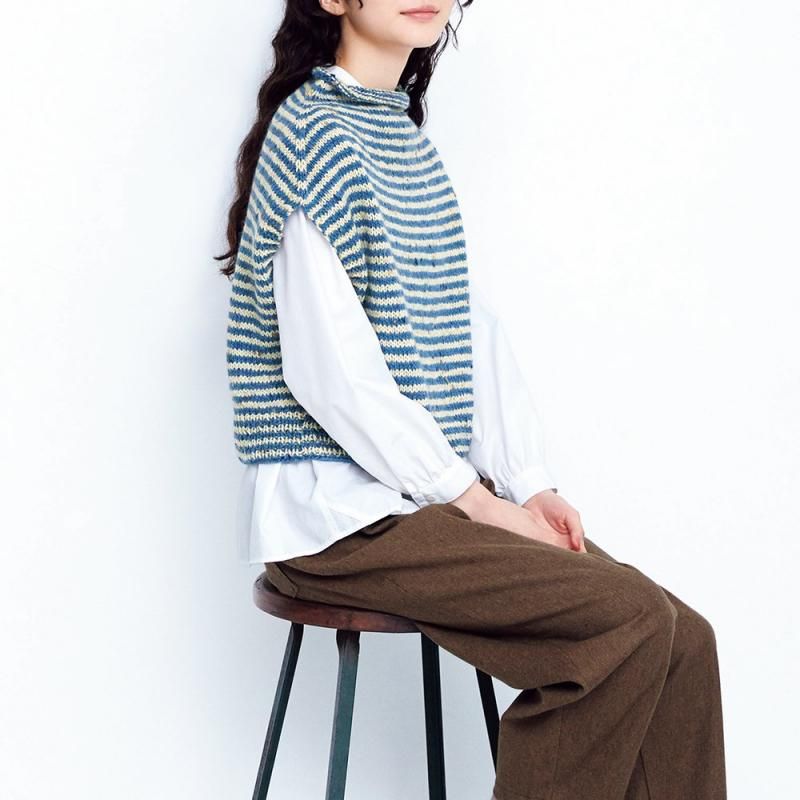 【DL編み物】ボーダーベスト Design by 河合真弓(DLknit0025)