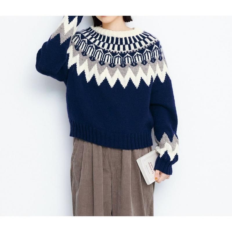 【DL編み物】ジグザグ模様の編み込みプル Design by 宇野千尋(DLknit0026)