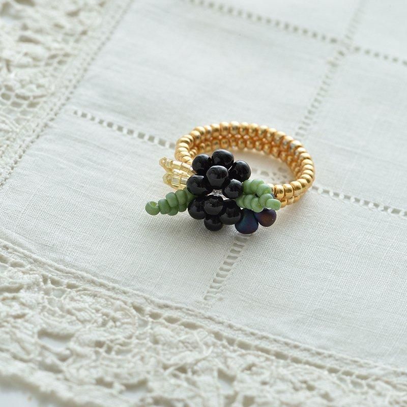 【ビーズキット】ブラックベリーネックレス＆リング design 荒木晴美／Harumi Araki_（kit-0012)
