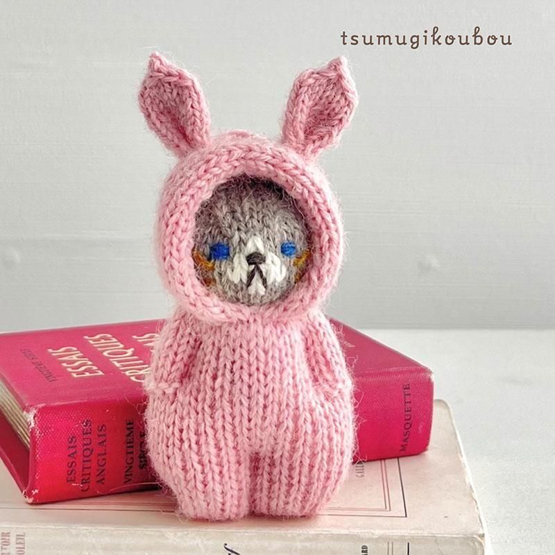 ウサギ耳付きアンティーク人形2体セット　ミ二ョネット　ピンク 61v-zuWX7hL._AC_UF350,