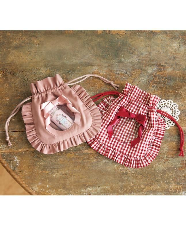 【材料キット】　《窓つきフリル巾着》キット＿青木美沙子のソーイングブック２掲載(レシピなし)