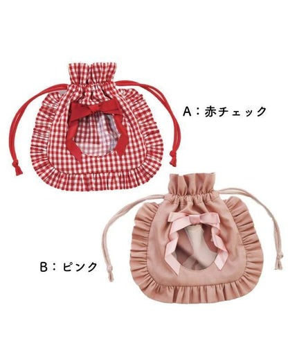 【材料キット】　《窓つきフリル巾着》キット＿青木美沙子のソーイングブック２掲載(レシピなし)