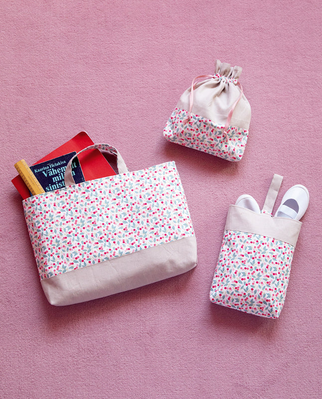 【型紙】通園通学グッズの3点セット|トートバッグ/お着替え袋/うわばき入れ （AM-0030）