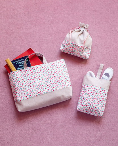 【型紙】通園通学グッズの3点セット|トートバッグ/お着替え袋/うわばき入れ （AM-0030）