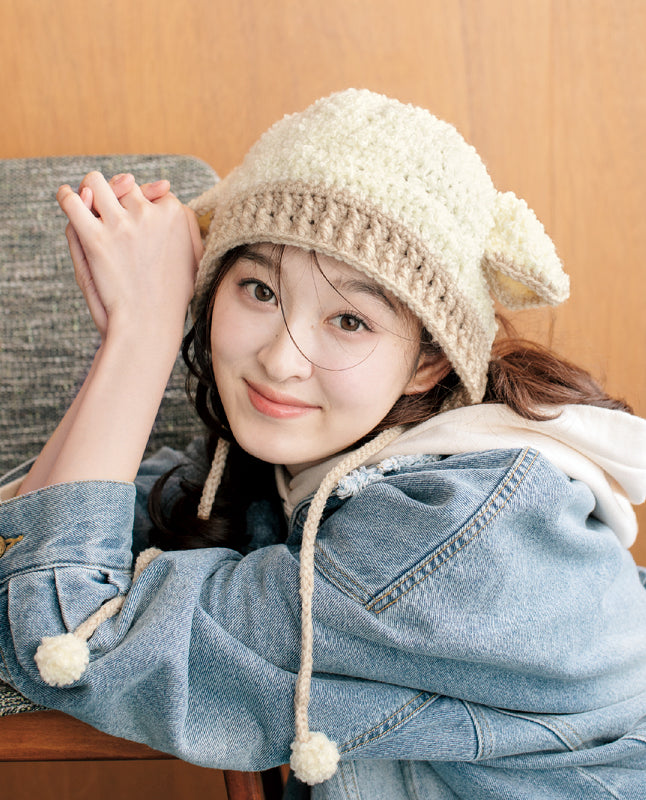 編み物 |ひつじのボンネット（DLknit-0042） | 編み図ダウンロード販売