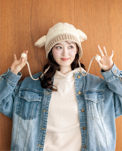 【DL 編み物】ひつじのボンネット Design by ハマナカ企画（DLknit0042）