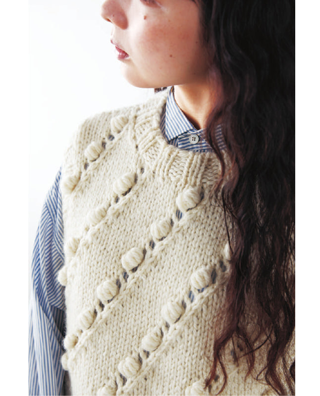 編み物 |玉編みのスラッシュベスト（DLknit-0043） | 編み図