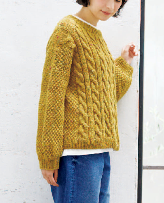 手編み（はるページ） 編み物 |ケーブル模様のプル（DLknit-0046） | 編み図ダウンロード販売