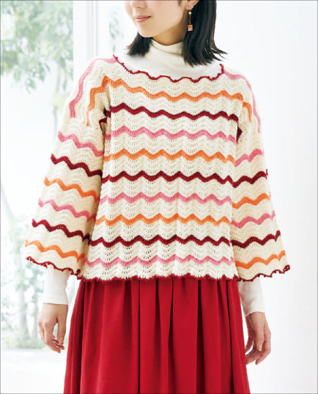 【DL 編み物】ジグザグ模様の配色ブル Design by ブティック社ニットチーム（DLknit0048）