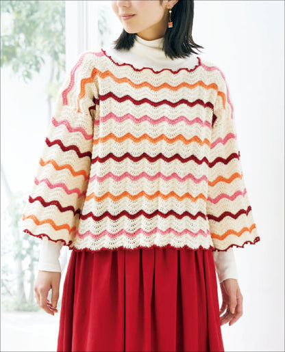 【DL 編み物】ジグザグ模様の配色ブル Design by ブティック社ニットチーム（DLknit0048）