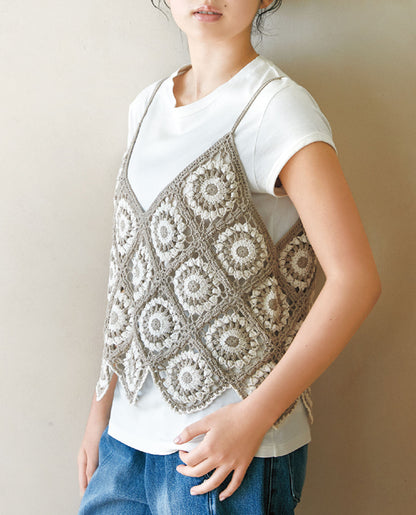 【DL 編み物】モチーフつなぎのキャミソール Design by Lunedi777（泉 玉青）（DLknit0057）