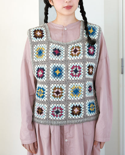 【DL 編み物】モチーフベスト Design by Lunedi777（泉 玉青）（DLknit0058）