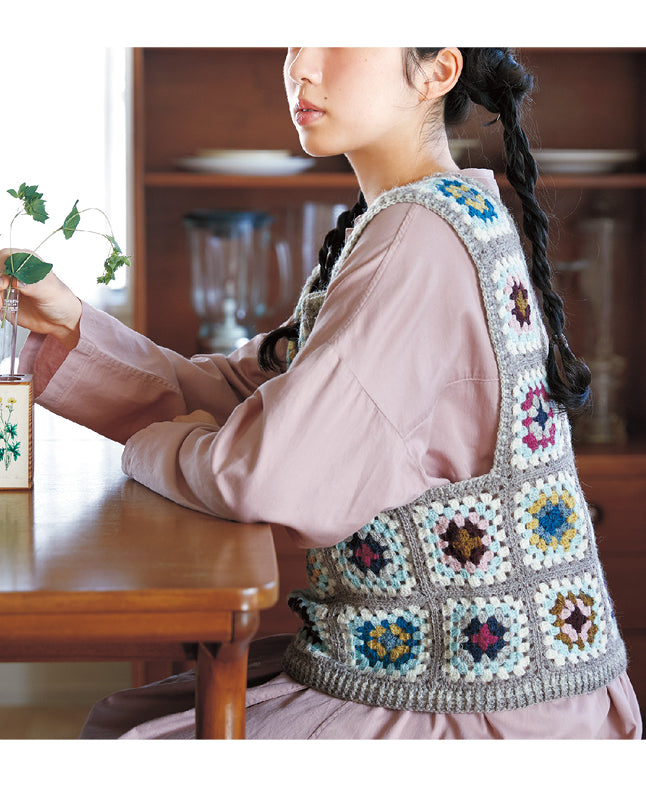 【DL 編み物】モチーフベスト Design by Lunedi777（泉 玉青）（DLknit0058）