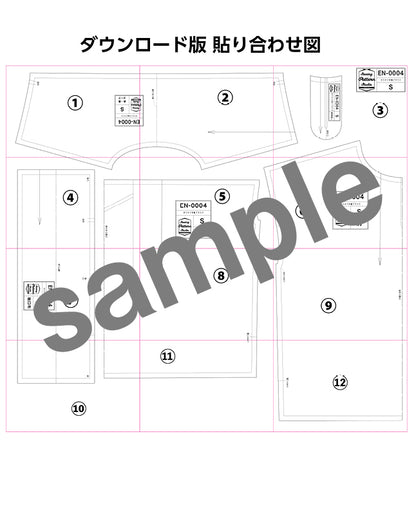 【型紙】ボウタイ半袖ブラウス　Designed by enanna （EN-0004）