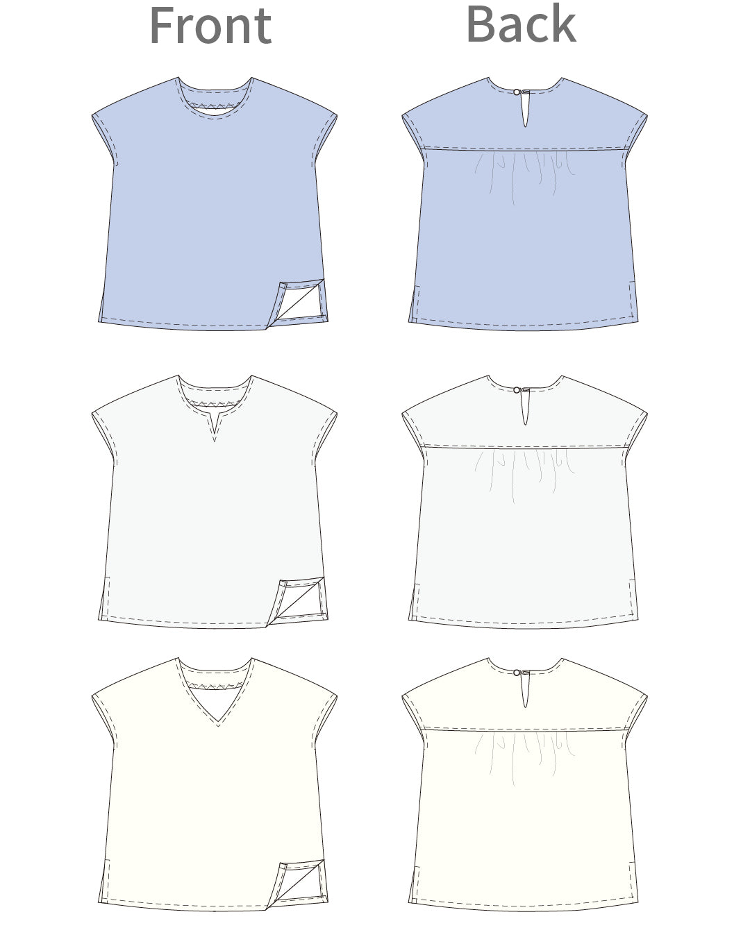 【型紙】フレンチスリーブブラウス designed by かたやまゆうこ(KY-0007)