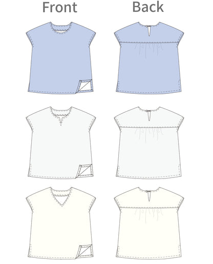 【型紙】フレンチスリーブブラウス designed by かたやまゆうこ(KY-0007)
