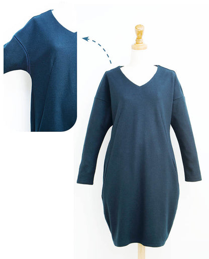 【型紙】コクーンシルエットワンピース（LB-0016）