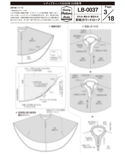 【型紙】レディブティック2026年10月秋号 実物大の型紙A面B面＋レシピ（LB-0037）