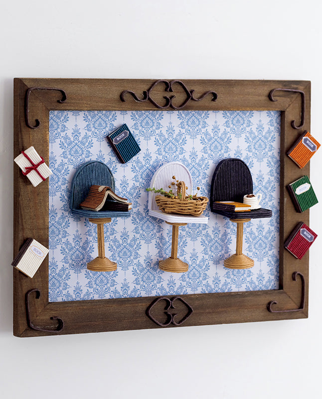 【材料キット】《椅子のある風景》３シーンがまとめて作れる材料キット_「みんなの紙バンド雑貨vol.15」掲載(レシピなし)（kit-0069)