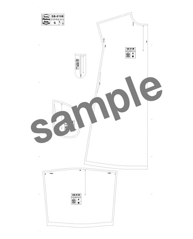 【型紙】バンドカラーのギャザーワンピース　（SB-0108）