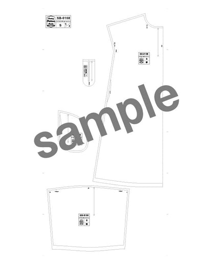 【型紙】バンドカラーのギャザーワンピース　（SB-0108）