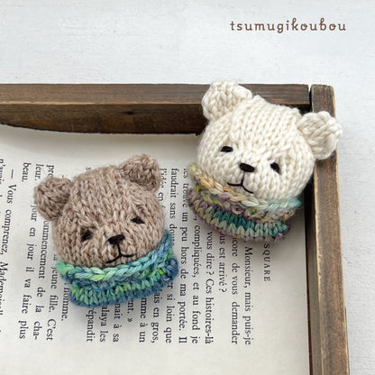 【あみぐるみキット】_《くまさんのお顔ブローチ》byツムギコウボウ（kit-0074）
