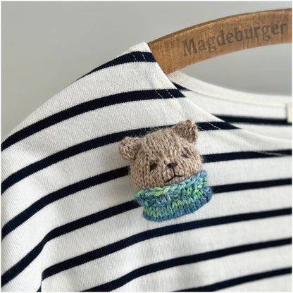 【あみぐるみキット】_《くまさんのお顔ブローチ》byツムギコウボウ（kit-0074）