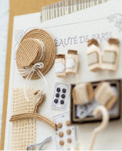 【材料キット】《Petit Jardin & Mercerie／ちいさなコレクションノート》2作品がまとめて作れる材料キット_「みんなの紙バンド雑貨vol.16」掲載(レシピなし)（kit-0111)